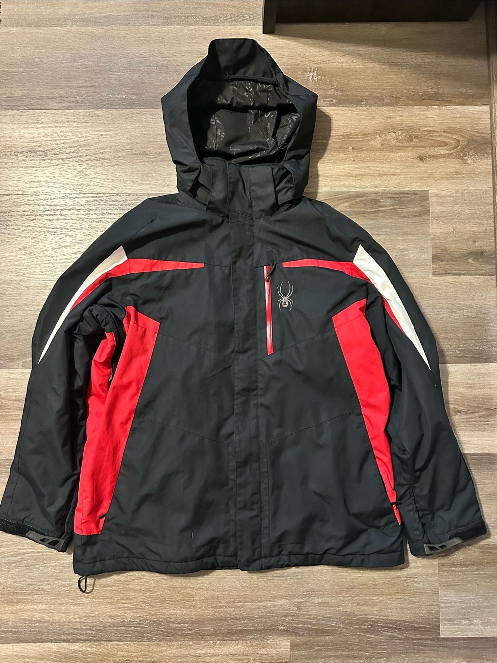 Spyder Men’s Ski Jacket XL – Black Red White | Hooded | Great Condition